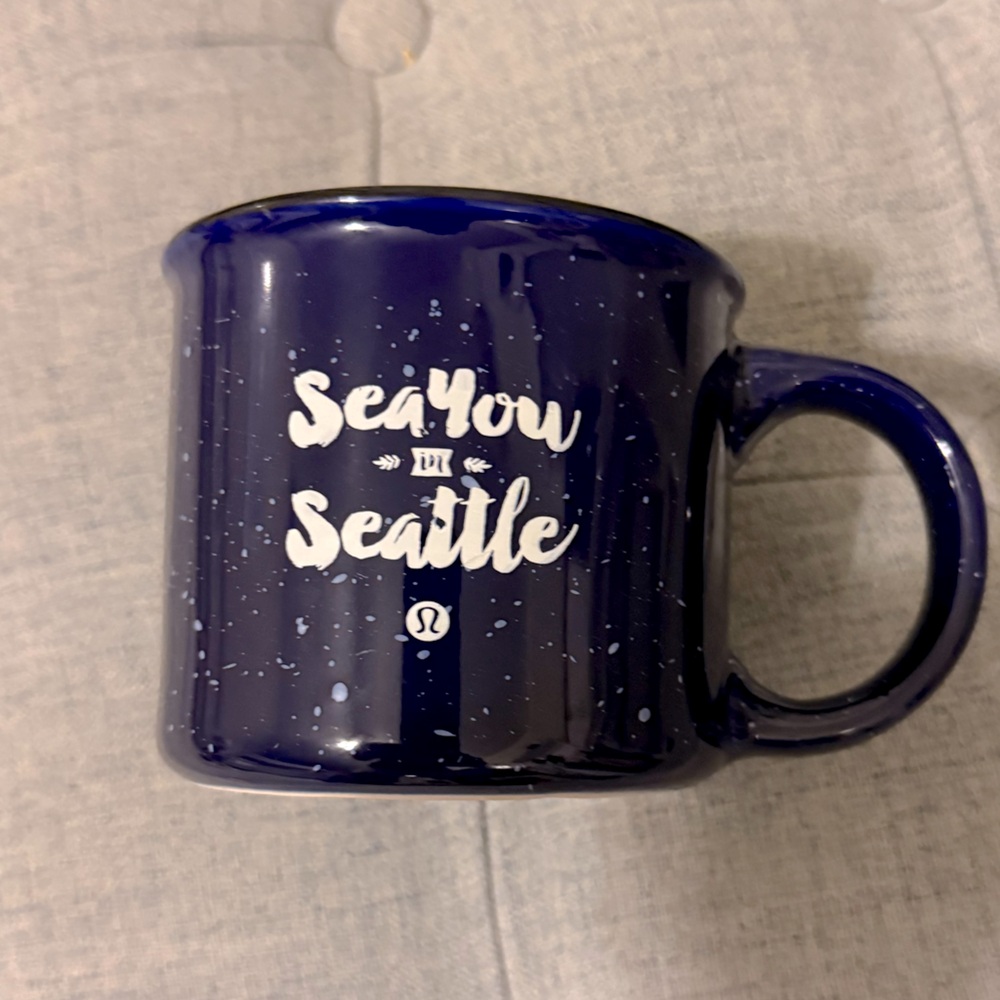Lululemon Ceramic Coffee Mug Cup Blue Seattle